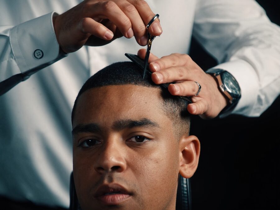 Scissor-and-comb haircut at The Chair Barbershop in Chicago